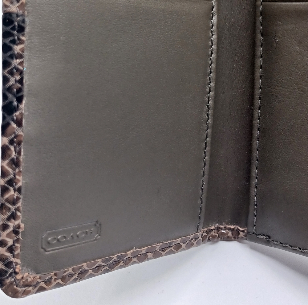 Coach Leather Snakeskin Embossed Tri-Fold Wallet - Picture 8 of 9